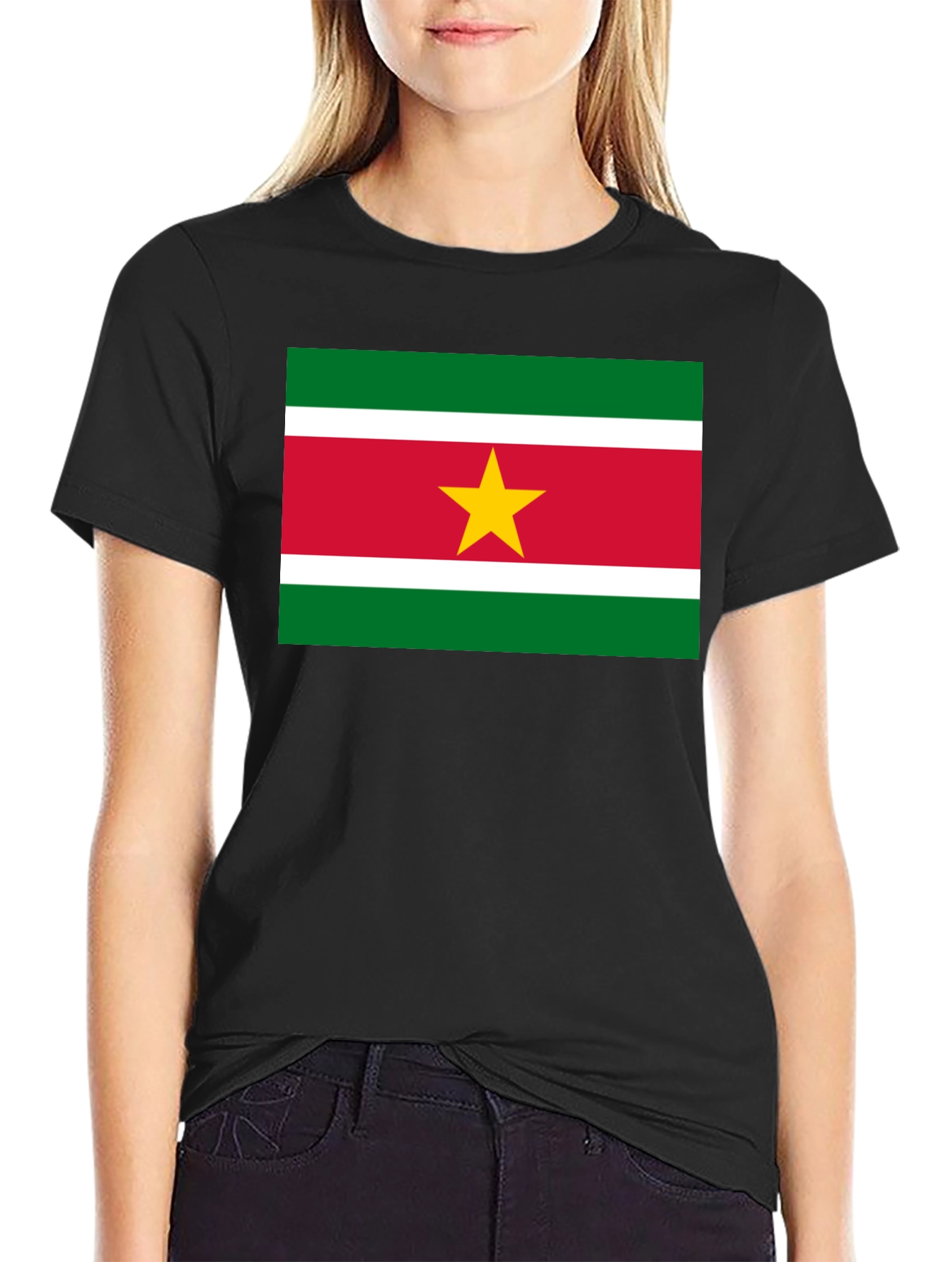 Suriname Flag T-Shirt - Black Cotton Tee