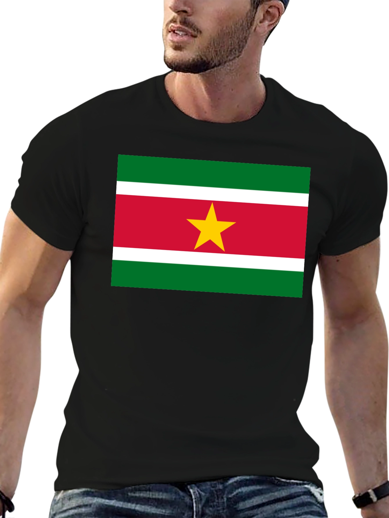 Suriname Flag T-Shirt - Black Cotton Tee