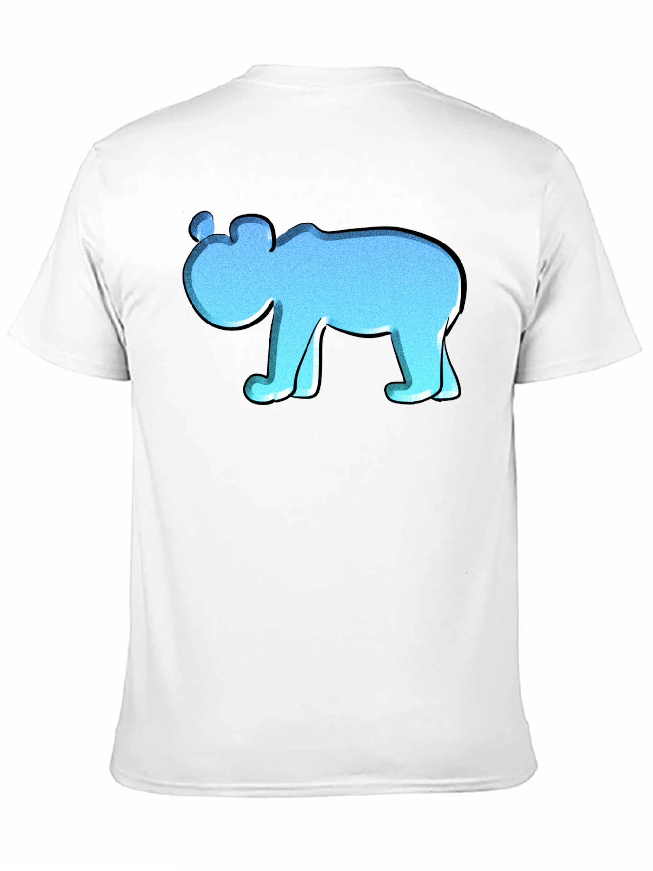 Blue Cartoon Bear Black T-Shirt