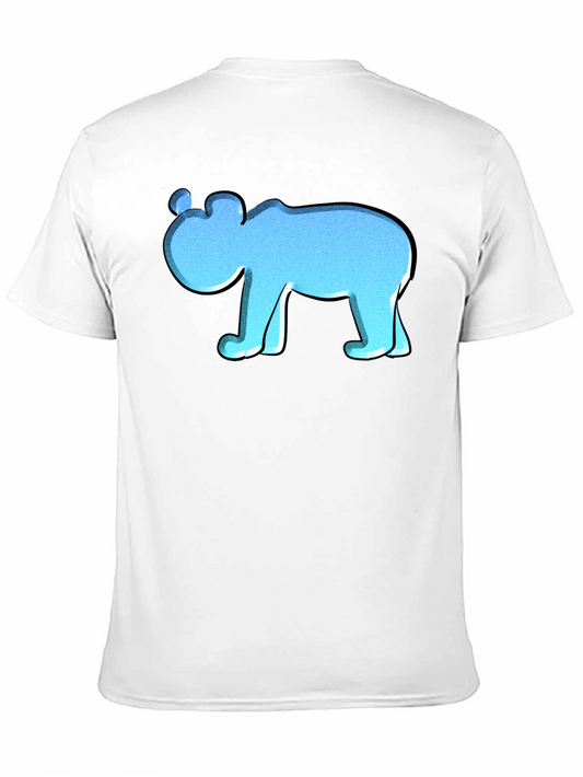 Blue Cartoon Bear Black T-Shirt