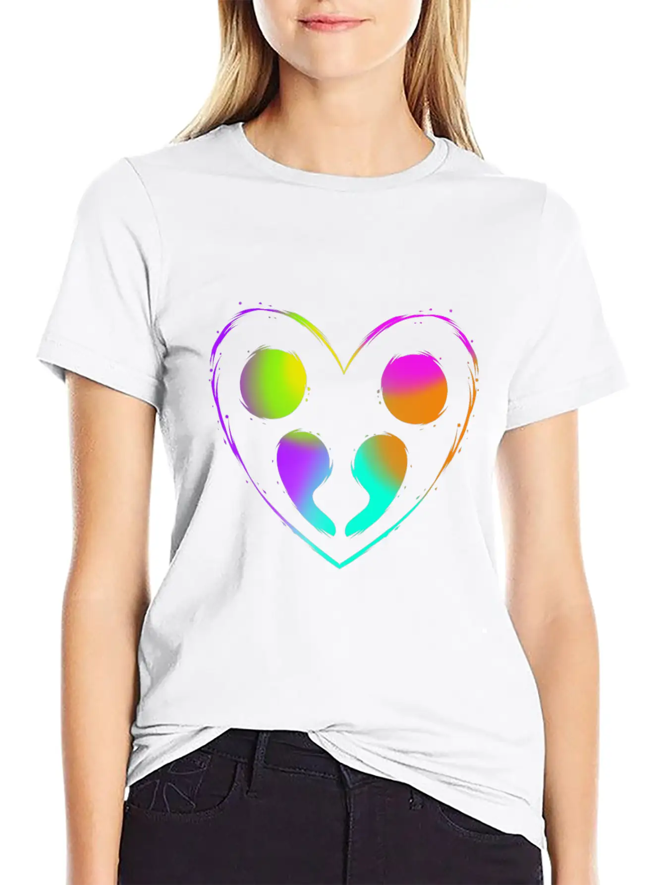 Colorful Double Semicolon Heart Mental Health Unisex Casual T-Shirt – Clean Design For Daily Comfort