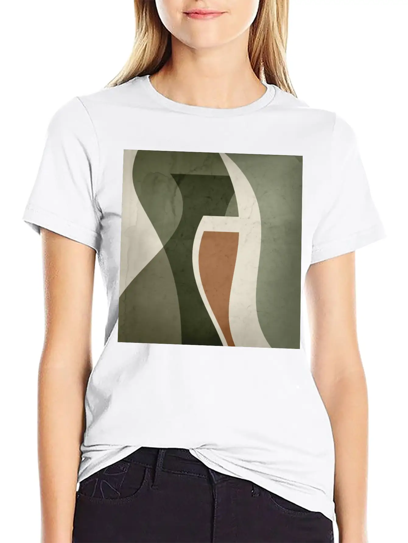 Contemporary Abstract Vase Shapes In Sage Green, Unisex Casual T-Shirt – Clean Design For Daily Comfort