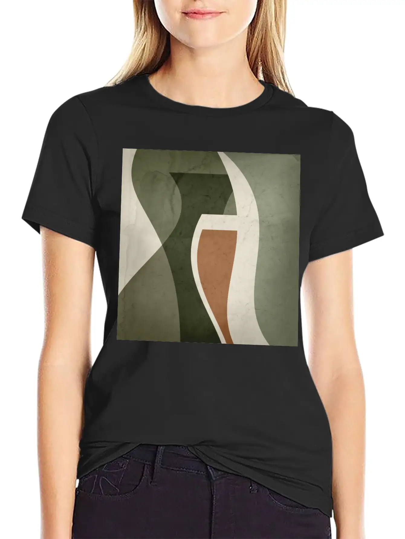 Contemporary Abstract Vase Shapes In Sage Green, Unisex Casual T-Shirt – Clean Design For Daily Comfort