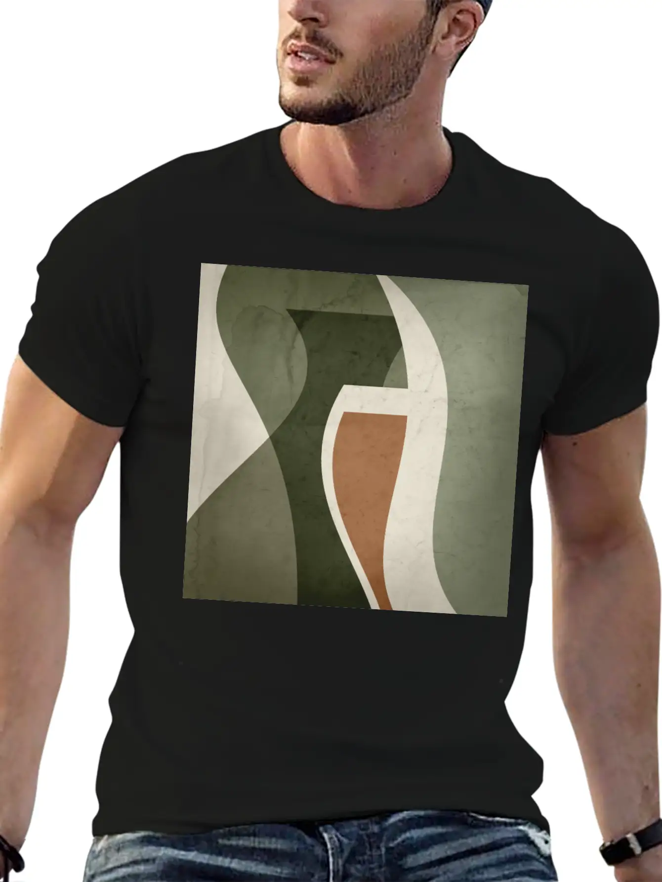 Contemporary Abstract Vase Shapes In Sage Green, Unisex Casual T-Shirt – Clean Design For Daily Comfort