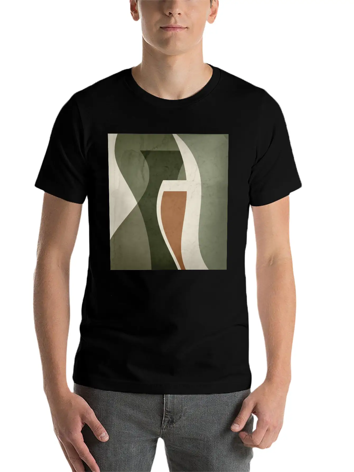 Contemporary Abstract Vase Shapes In Sage Green, Unisex Casual T-Shirt – Clean Design For Daily Comfort