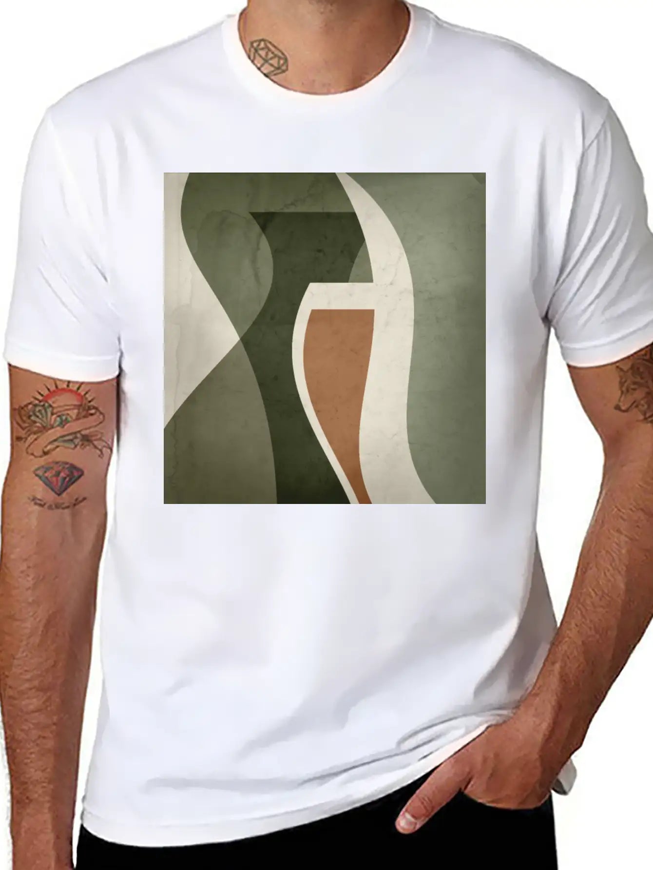 Contemporary Abstract Vase Shapes In Sage Green, Unisex Casual T-Shirt – Clean Design For Daily Comfort