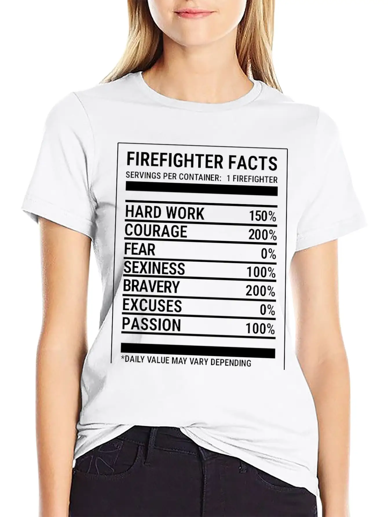Cool Firefighter Nutrition Facts Fireman T-shirt Unisex Casual T-Shirt – Clean Design For Daily Comfort