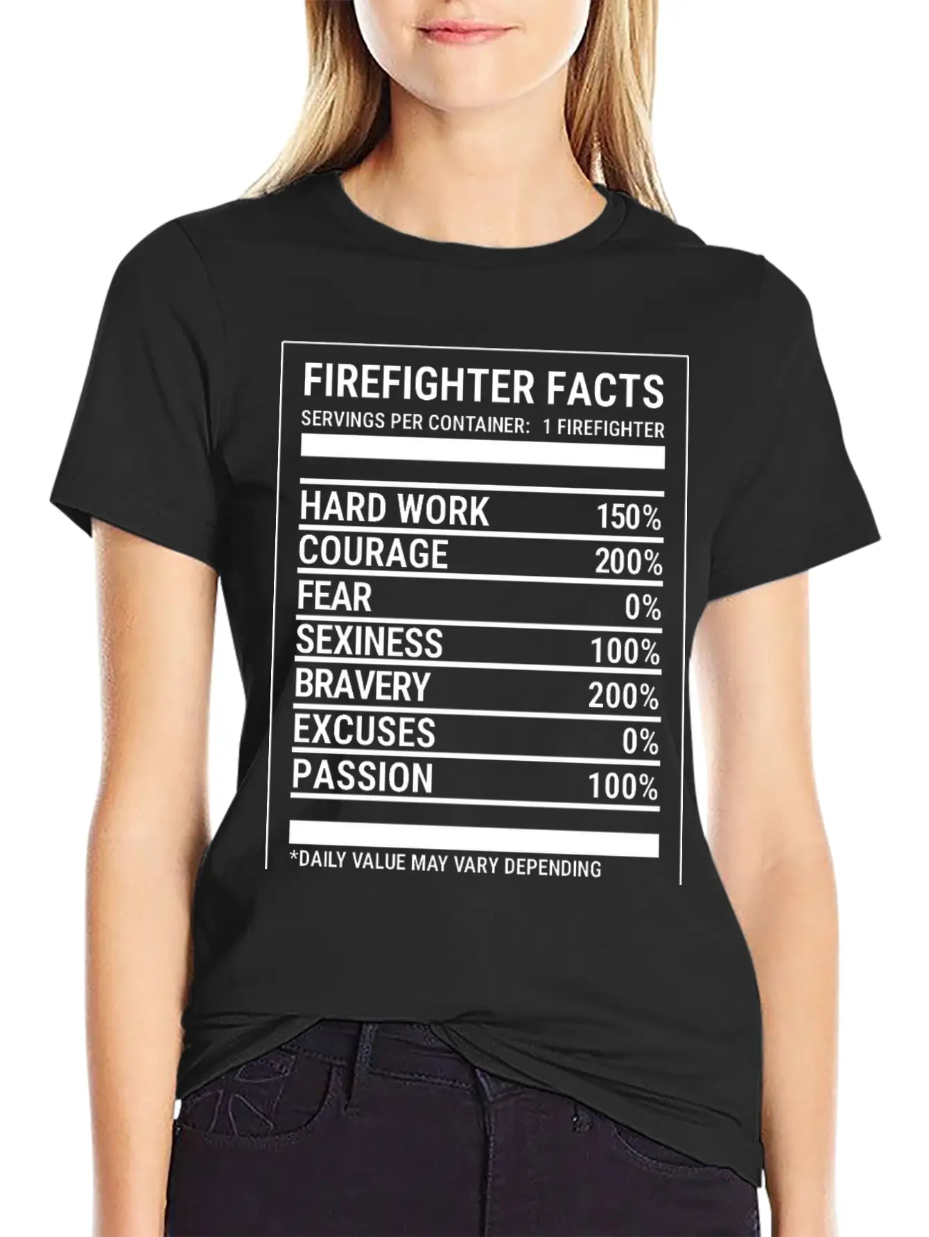 Cool Firefighter Nutrition Facts Fireman T-shirt Unisex Casual T-Shirt – Clean Design For Daily Comfort