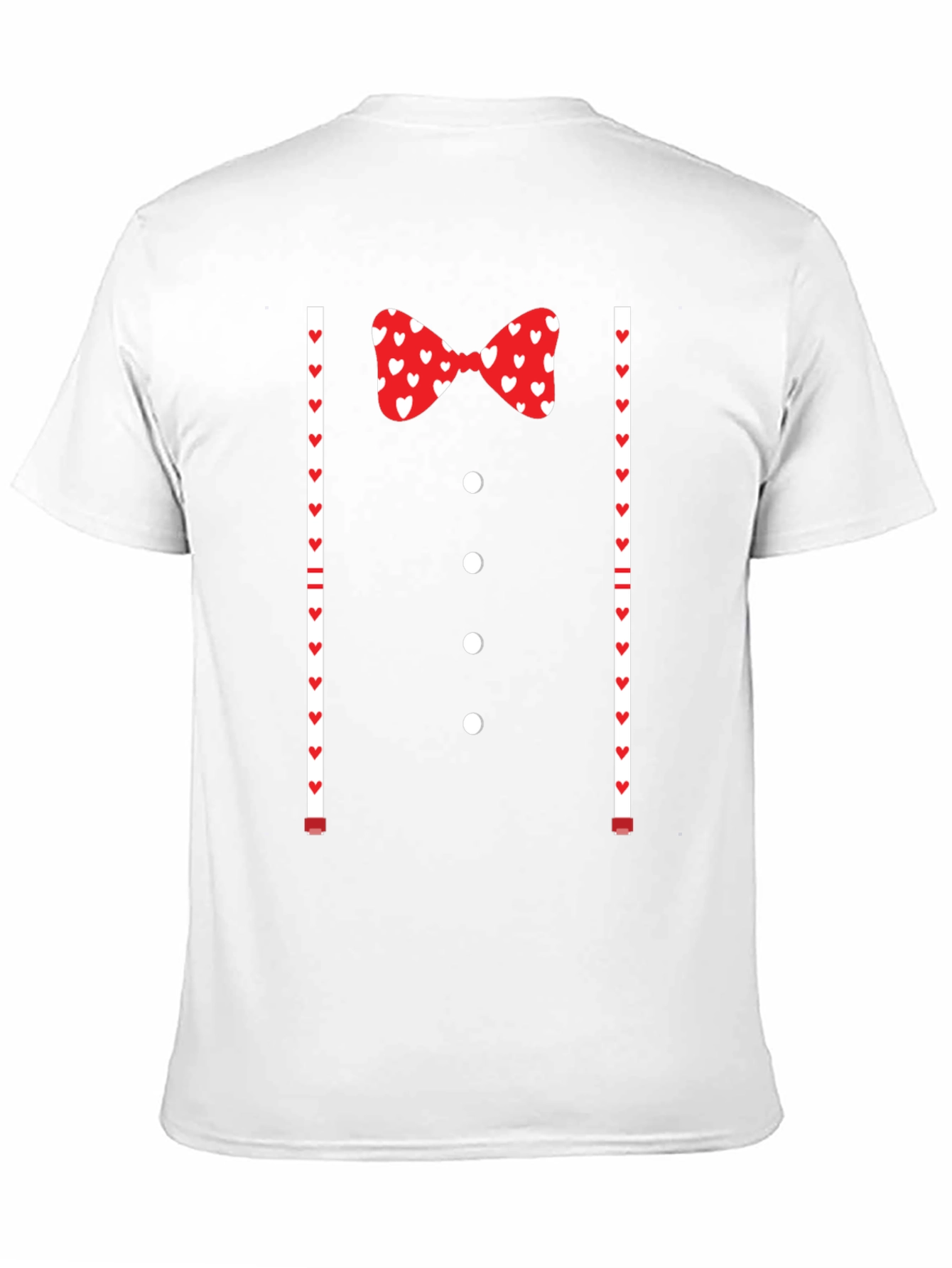 Valentines Tuxedo Bowtie Heart Print T-Shirt
