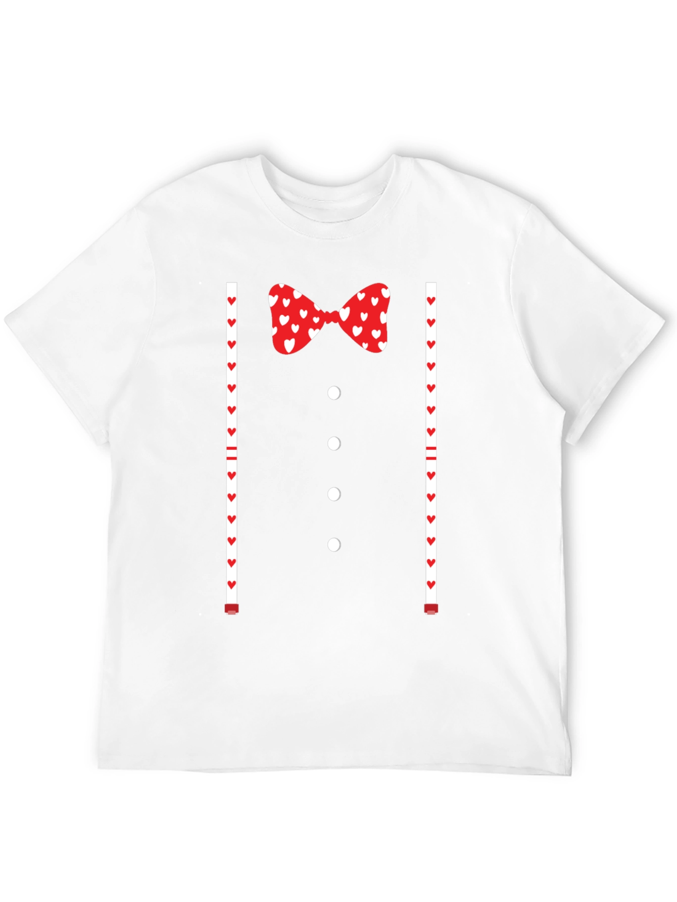 Valentines Tuxedo Bowtie Heart Print T-Shirt