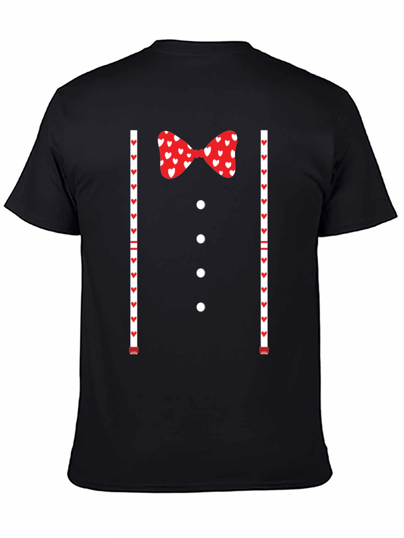 Valentines Tuxedo Bowtie Heart Print T-Shirt