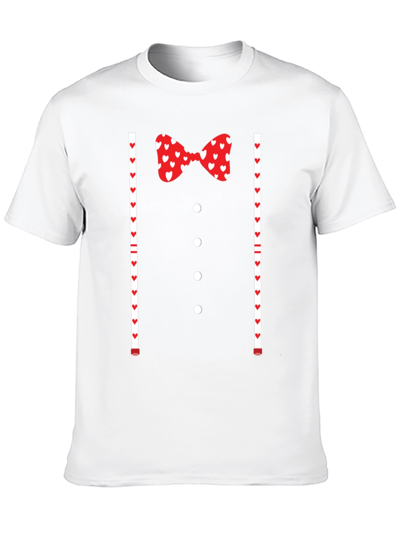 Valentines Tuxedo Bowtie Heart Print T-Shirt