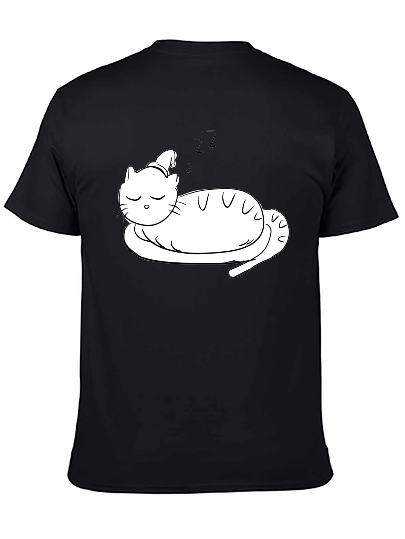 Sleeping Cat T-Shirt - Relaxed Fit Black