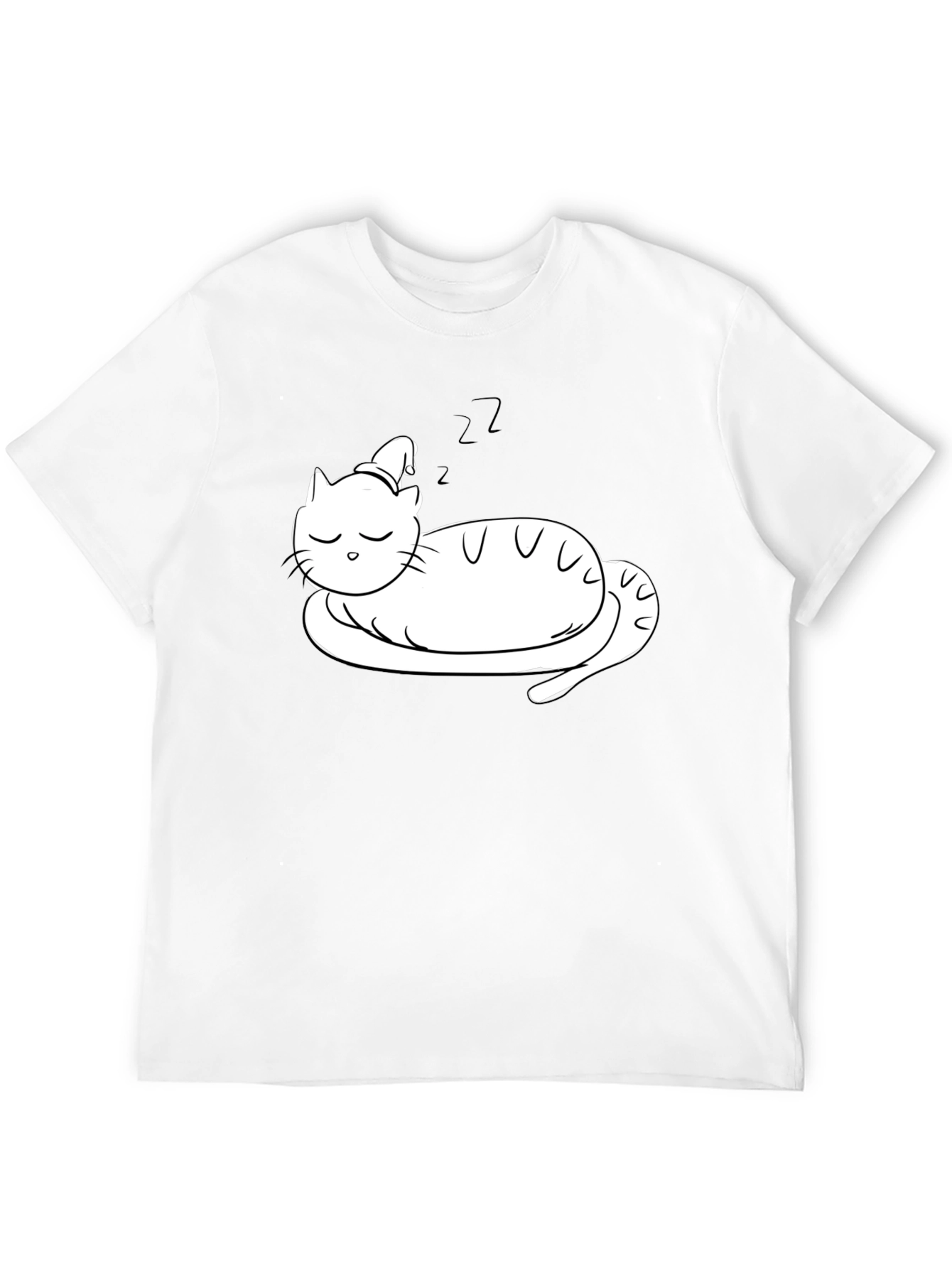 Sleeping Cat T-Shirt - Relaxed Fit Black