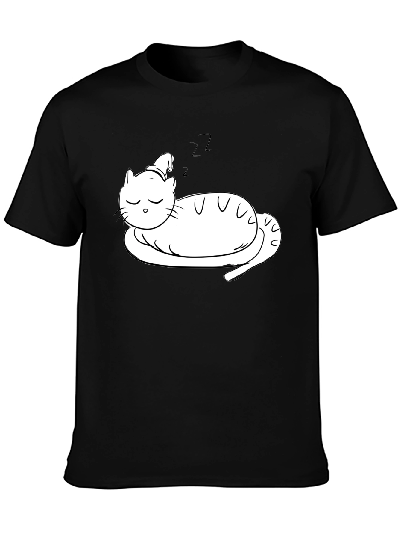 Sleeping Cat T-Shirt - Relaxed Fit Black