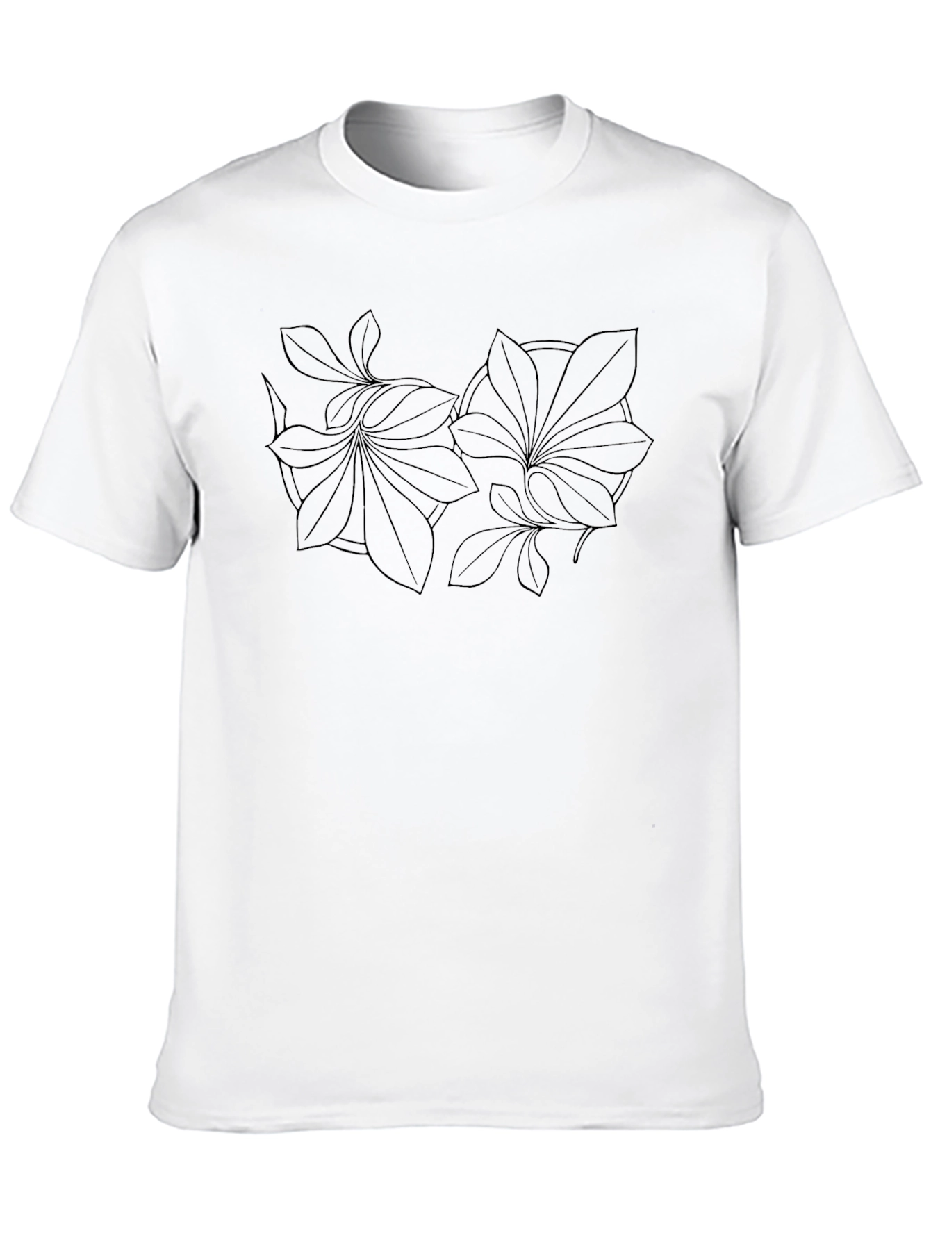 Botanical Print Black Tee - Modern Style