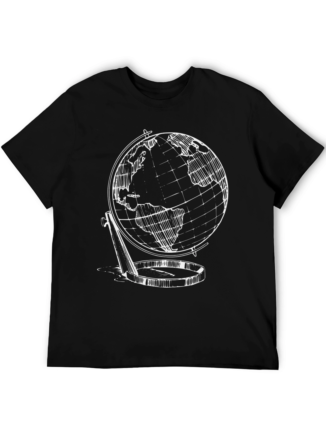 Globe Graphic Print Mens T-Shirt - Black