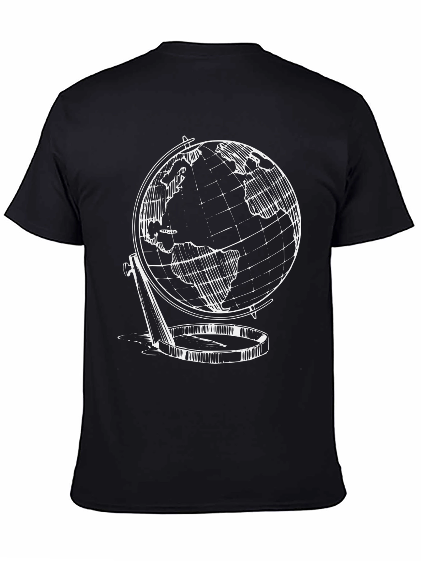 Globe Graphic Print Mens T-Shirt - Black