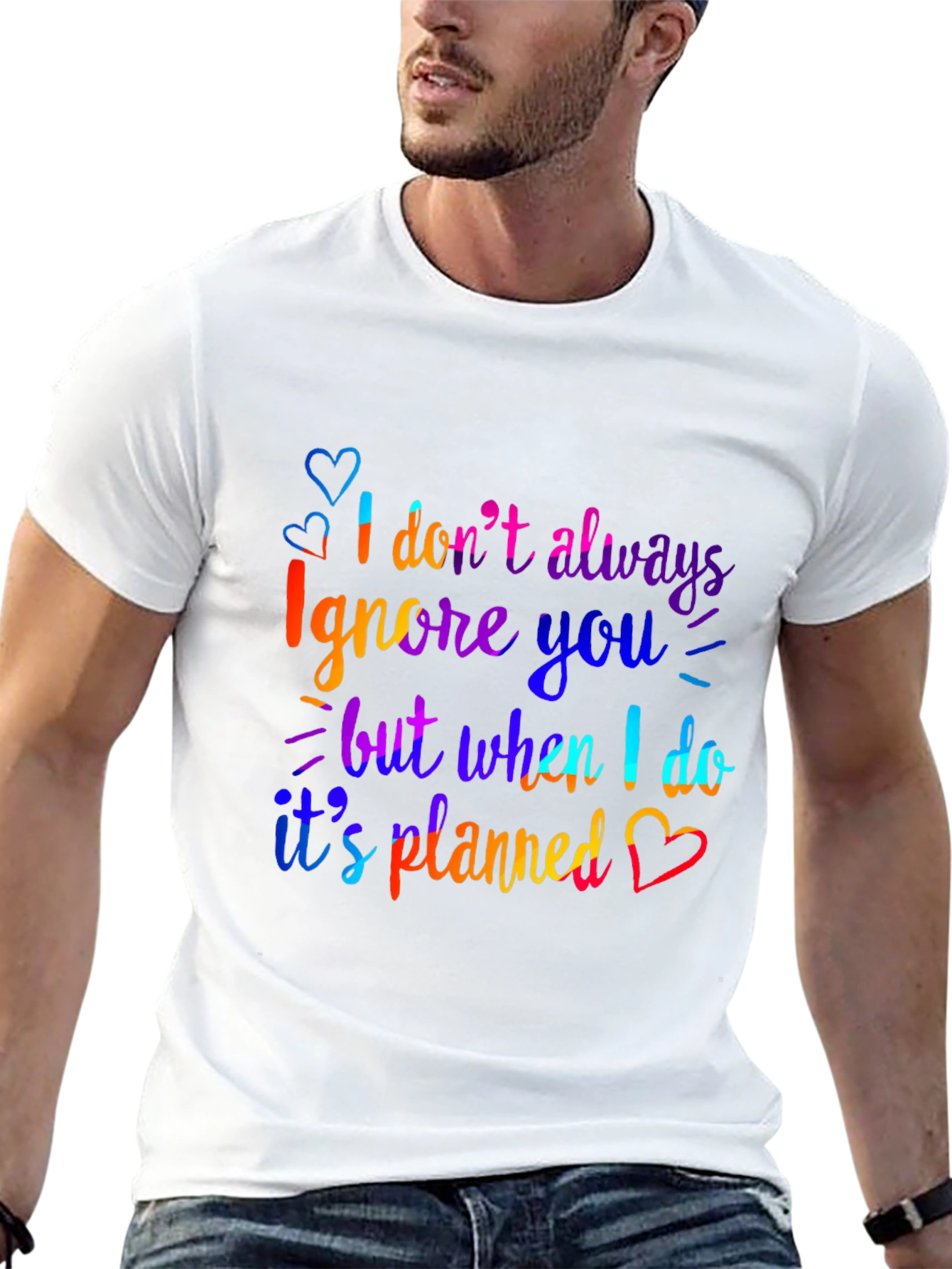 Funny Ignore You Graphic Print Black T-Shirt