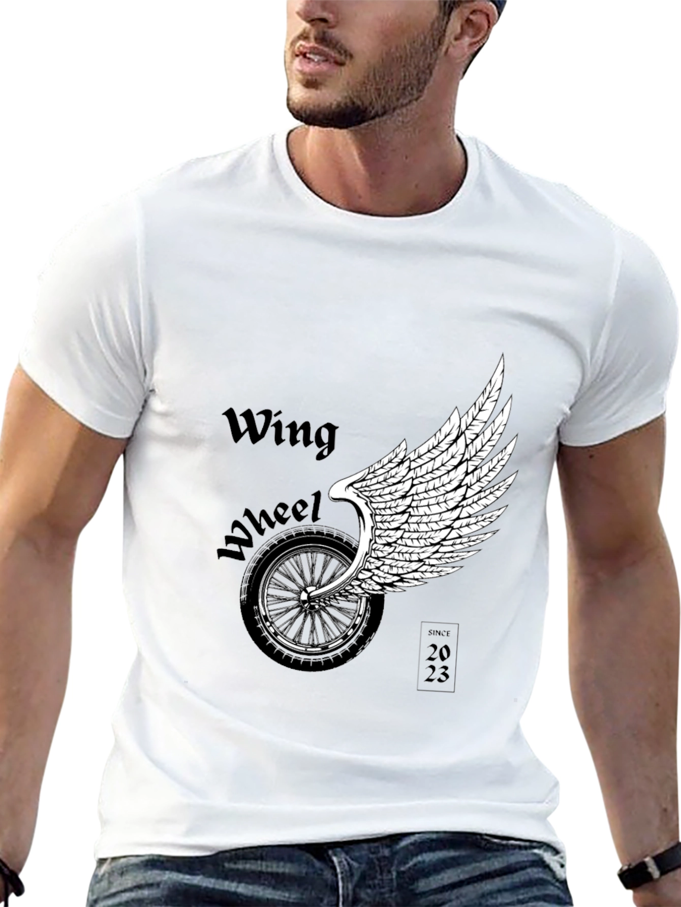 Wing Wheel T-Shirt - Black Graphic Tee