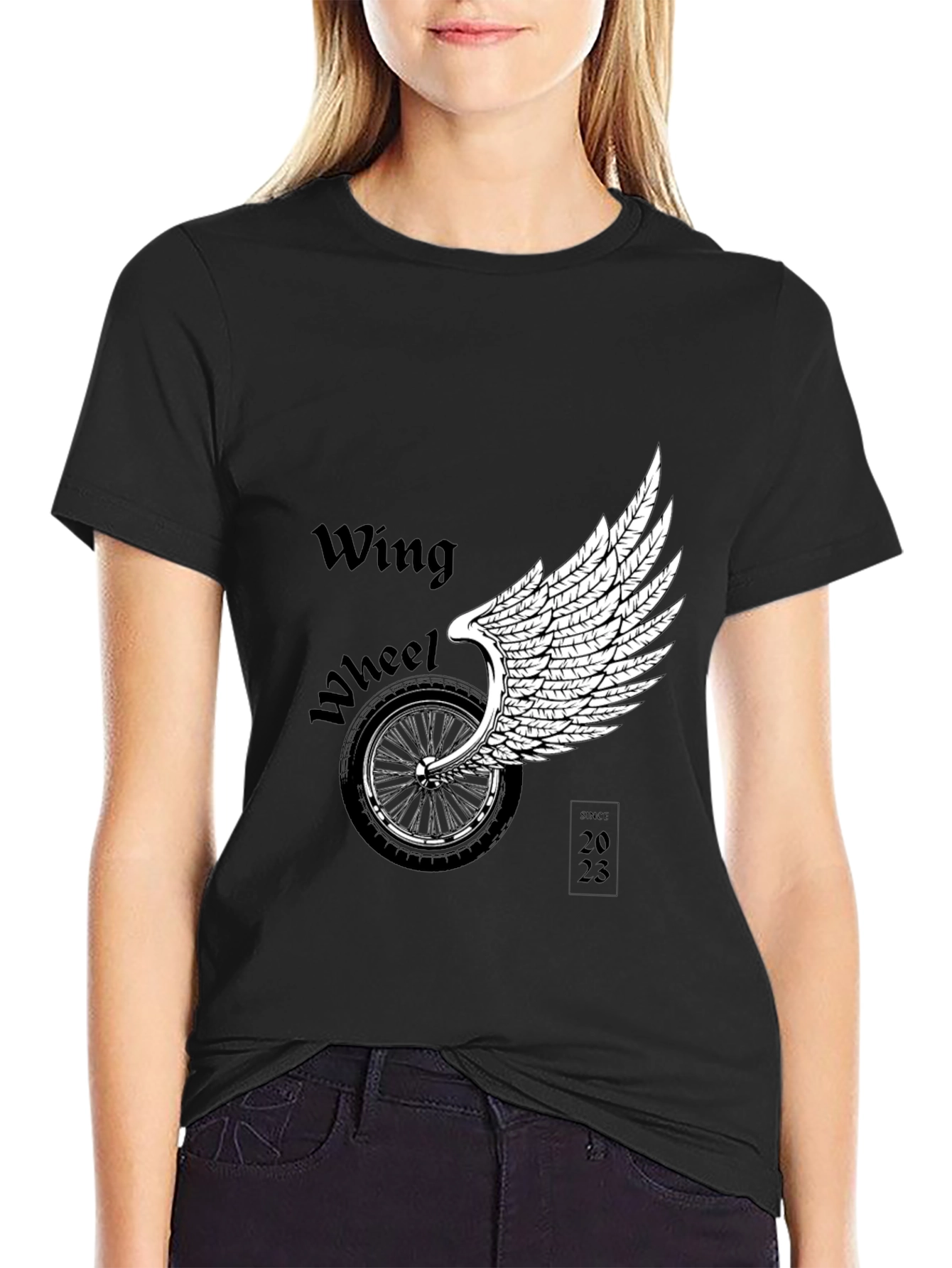 Wing Wheel T-Shirt - Black Graphic Tee