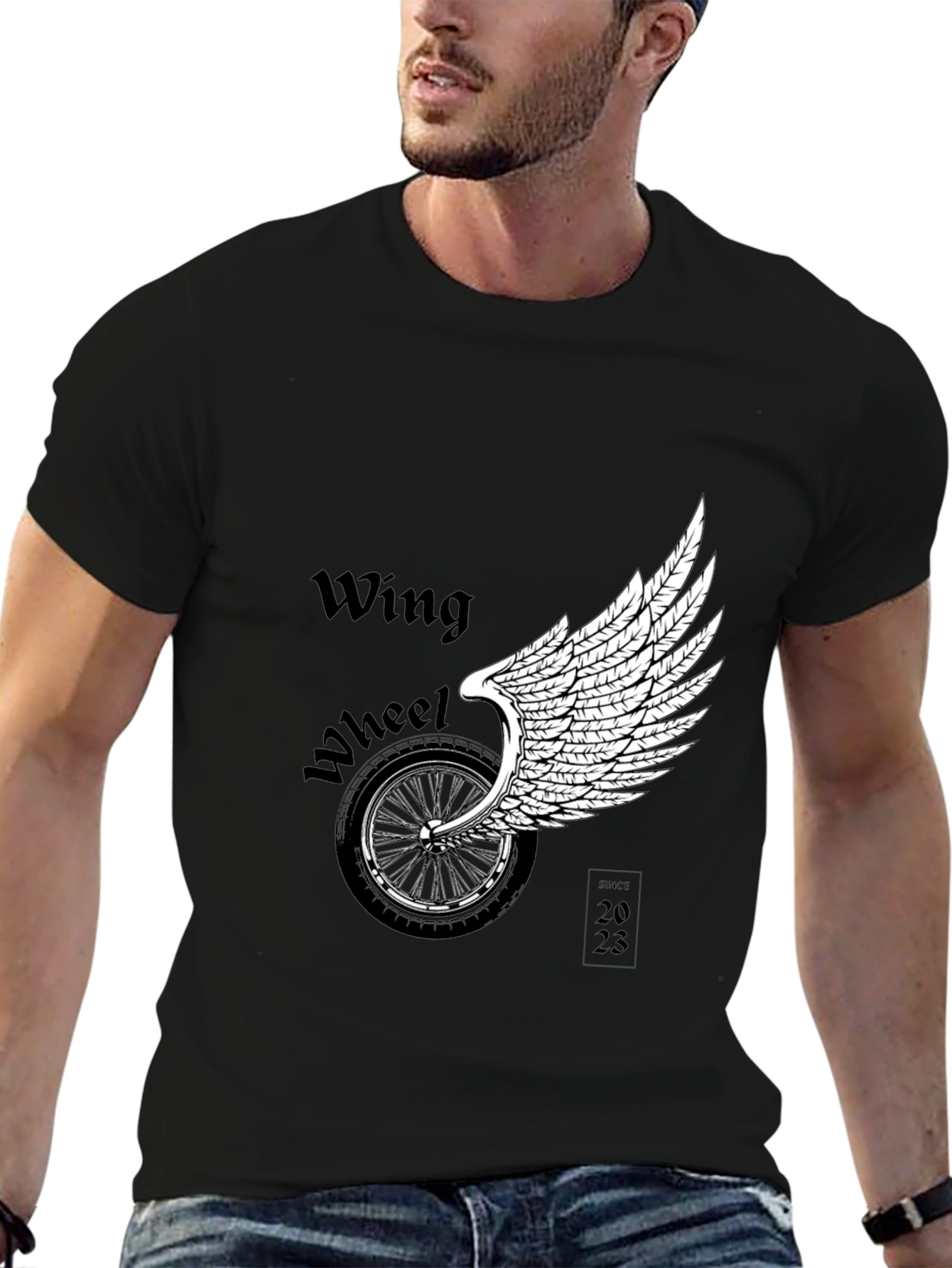 Wing Wheel T-Shirt - Black Graphic Tee