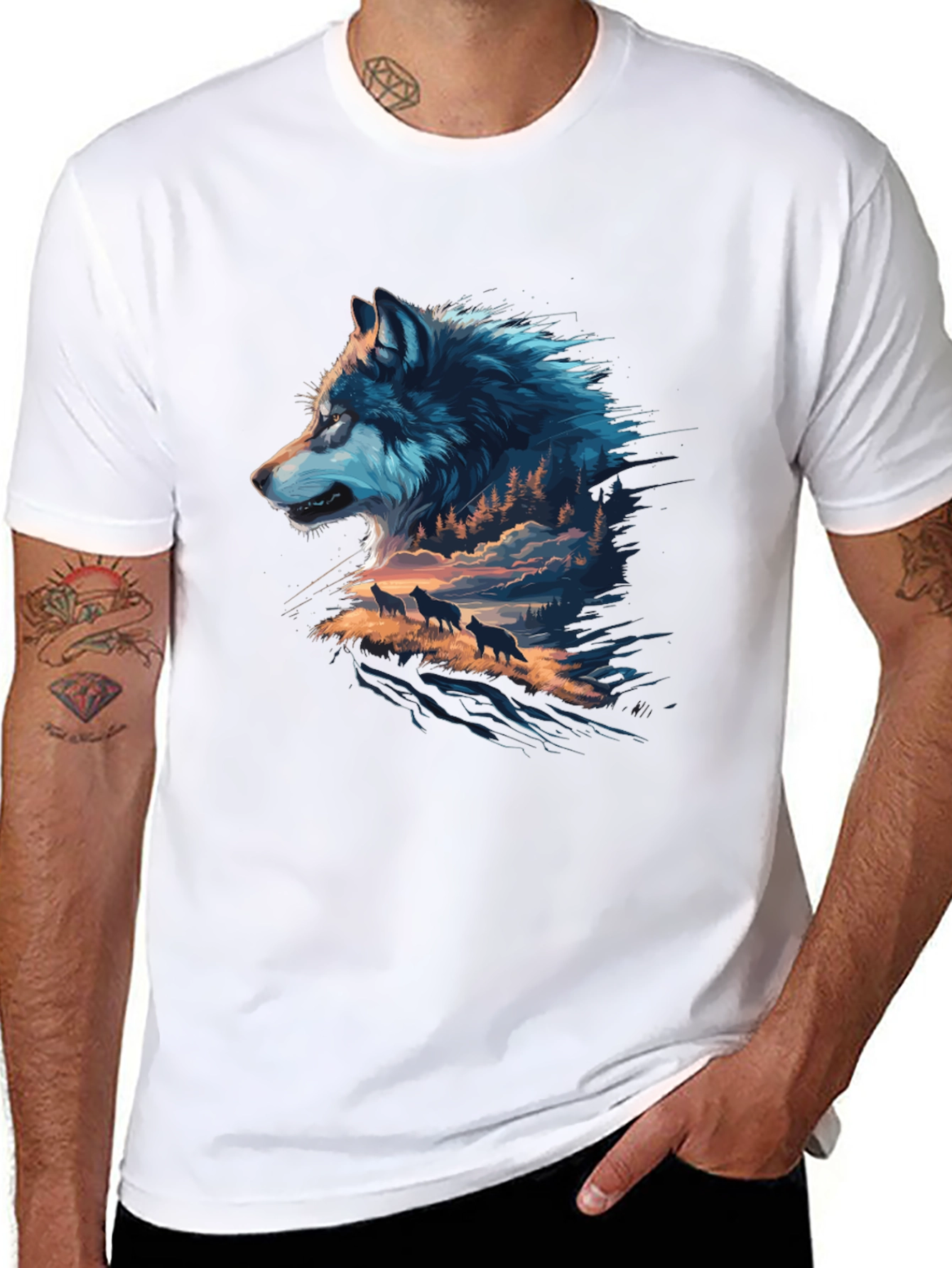 Wolf Pack Graphic Black T-Shirt