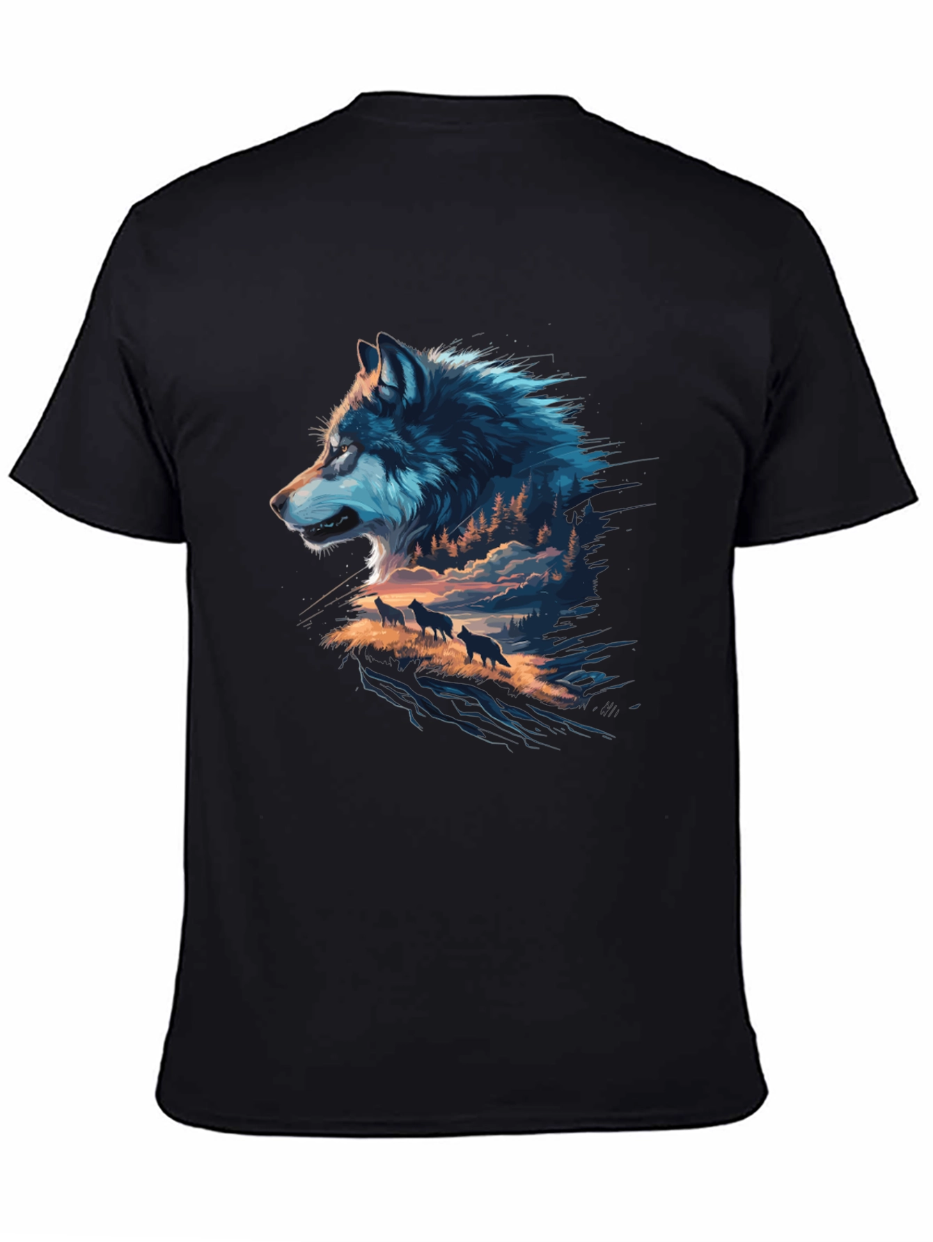 Wolf Pack Graphic Black T-Shirt