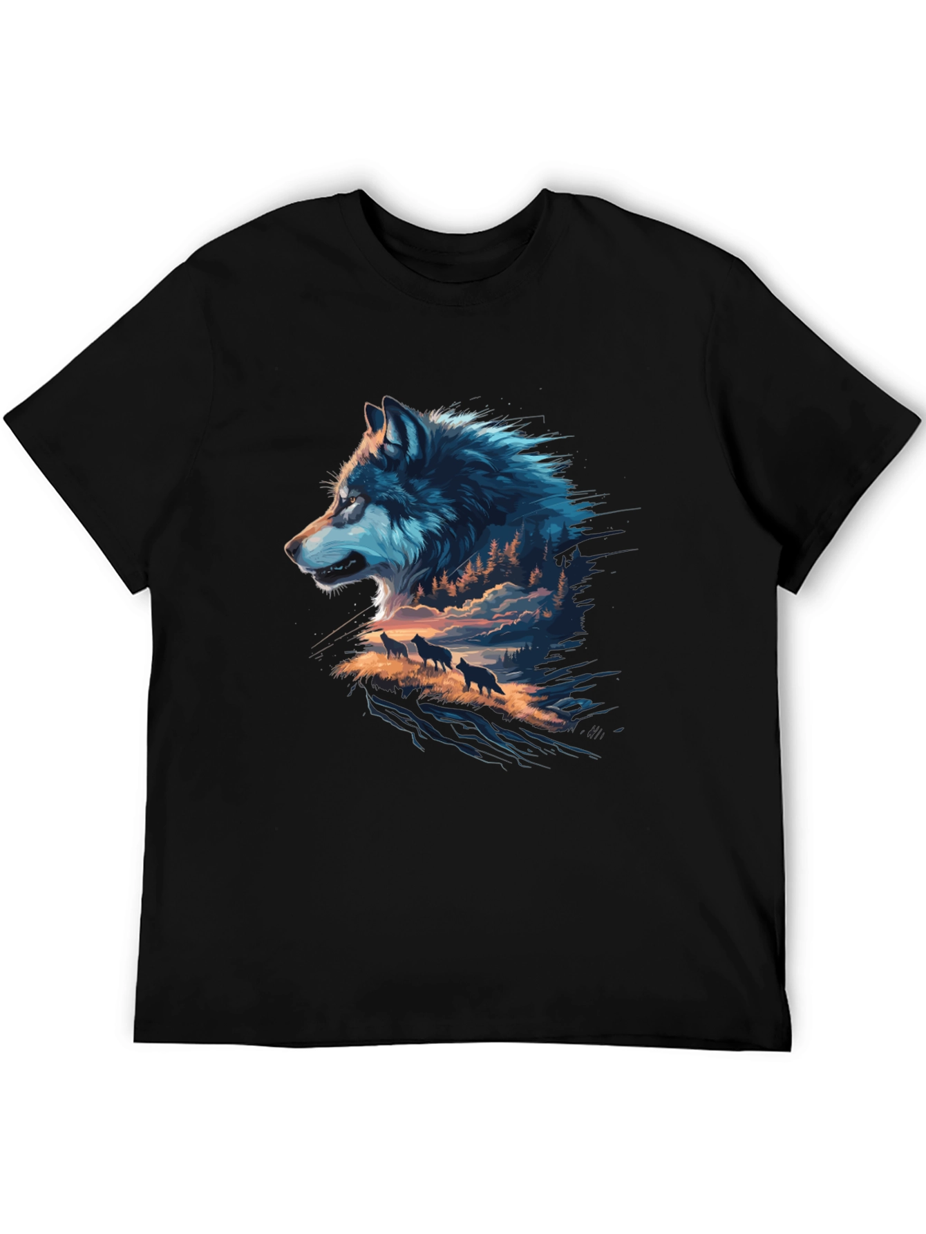 Wolf Pack Graphic Black T-Shirt