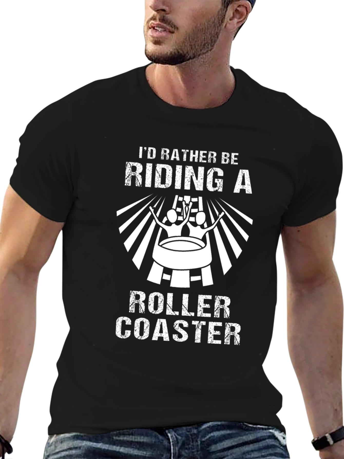 Roller Coaster Enthusiast Black Graphic T-Shirt