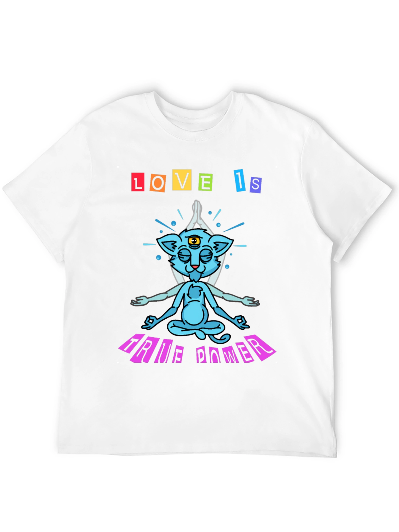 Love Is True Power Yoga Cat Graphic T-Shirt