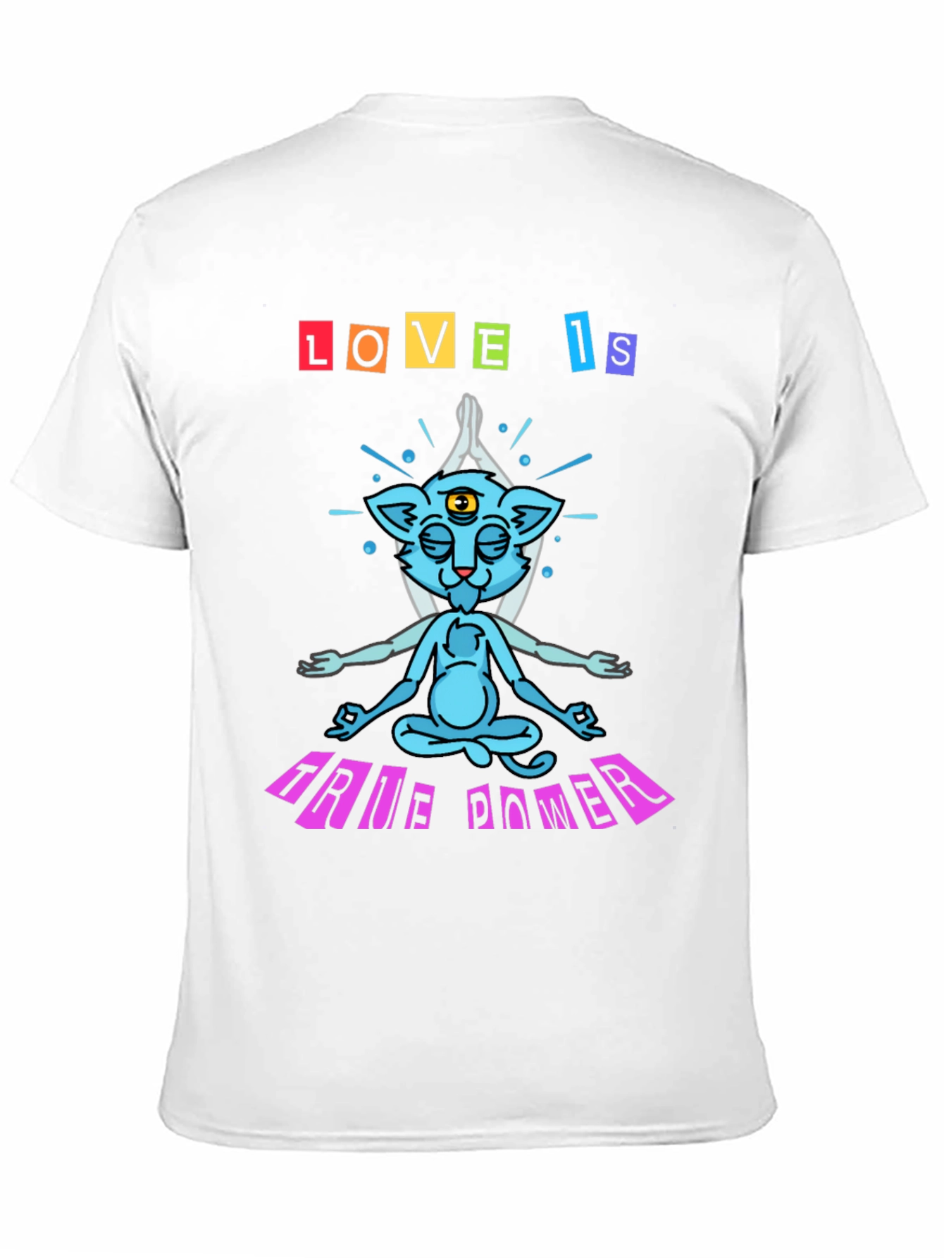 Love Is True Power Yoga Cat Graphic T-Shirt