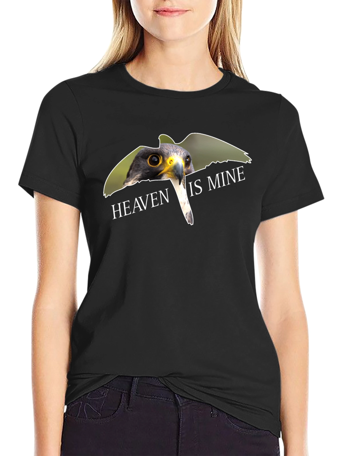 Heaven Is Mine Bird Graphic Tee - Black