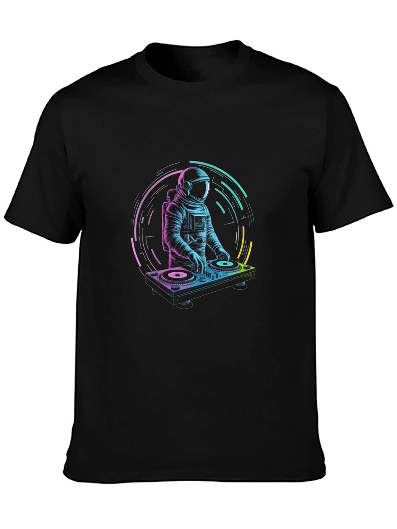 DJ Astronaut T-Shirt - Black Crew Neck Graphic Tee