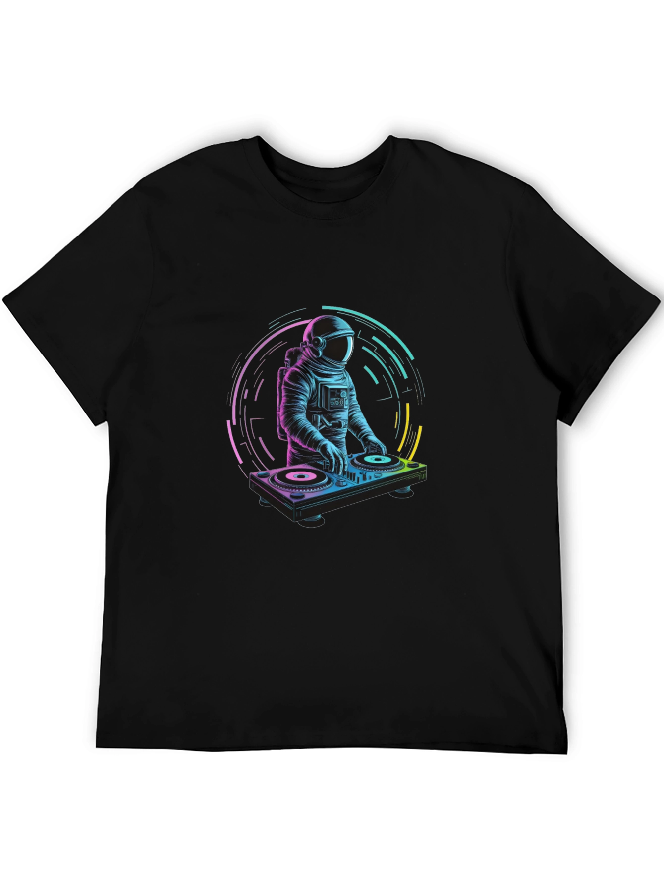 DJ Astronaut T-Shirt - Black Crew Neck Graphic Tee