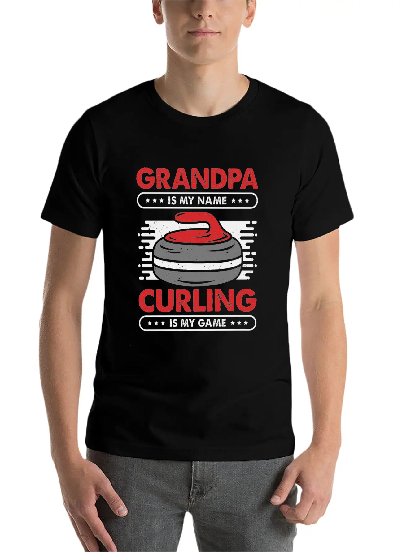 Curling Player Grandpa Gift Unisex Casual T-Shirt – Clean Design For Daily Comfort