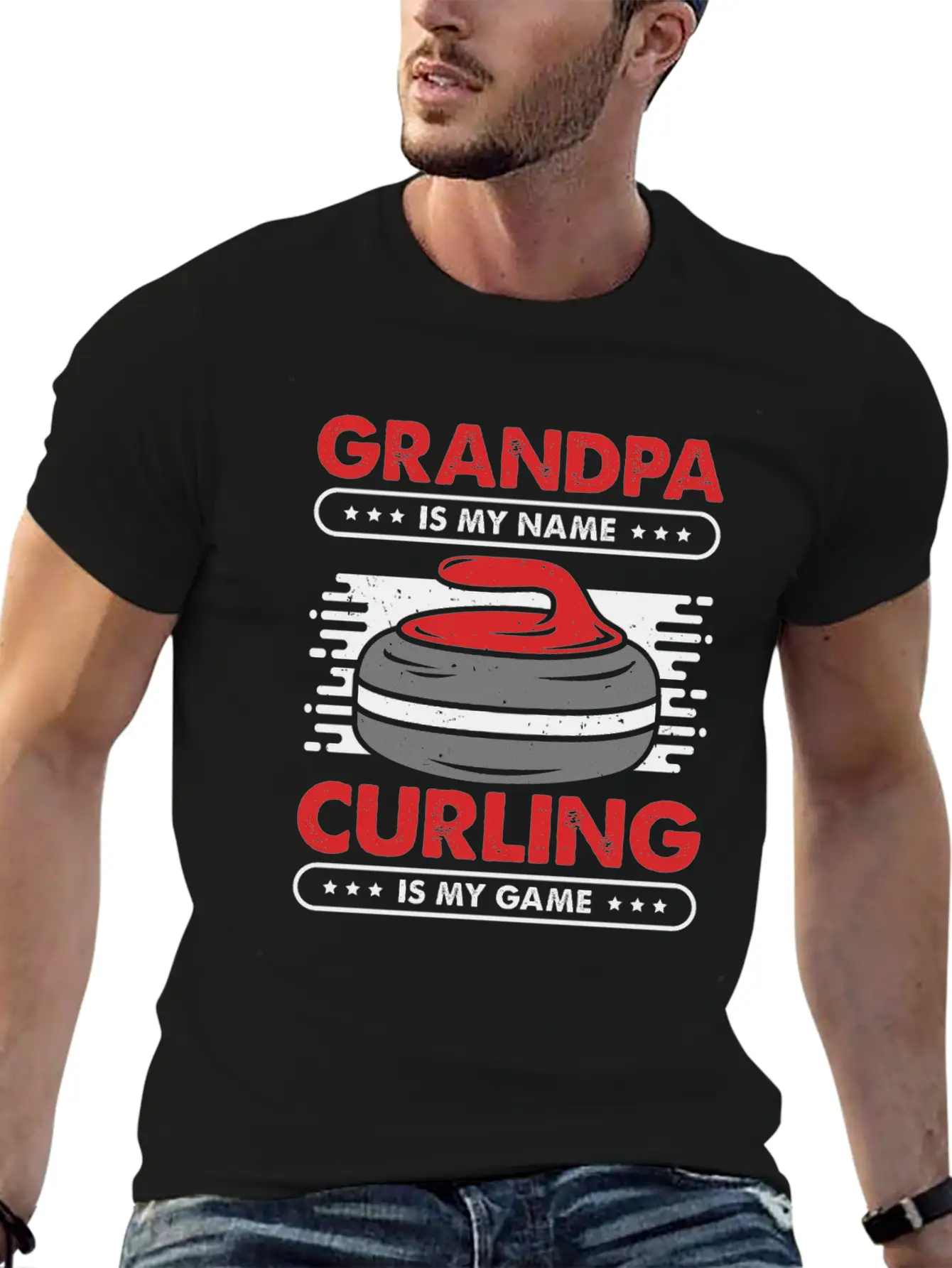 Curling Player Grandpa Gift Unisex Casual T-Shirt – Clean Design For Daily Comfort