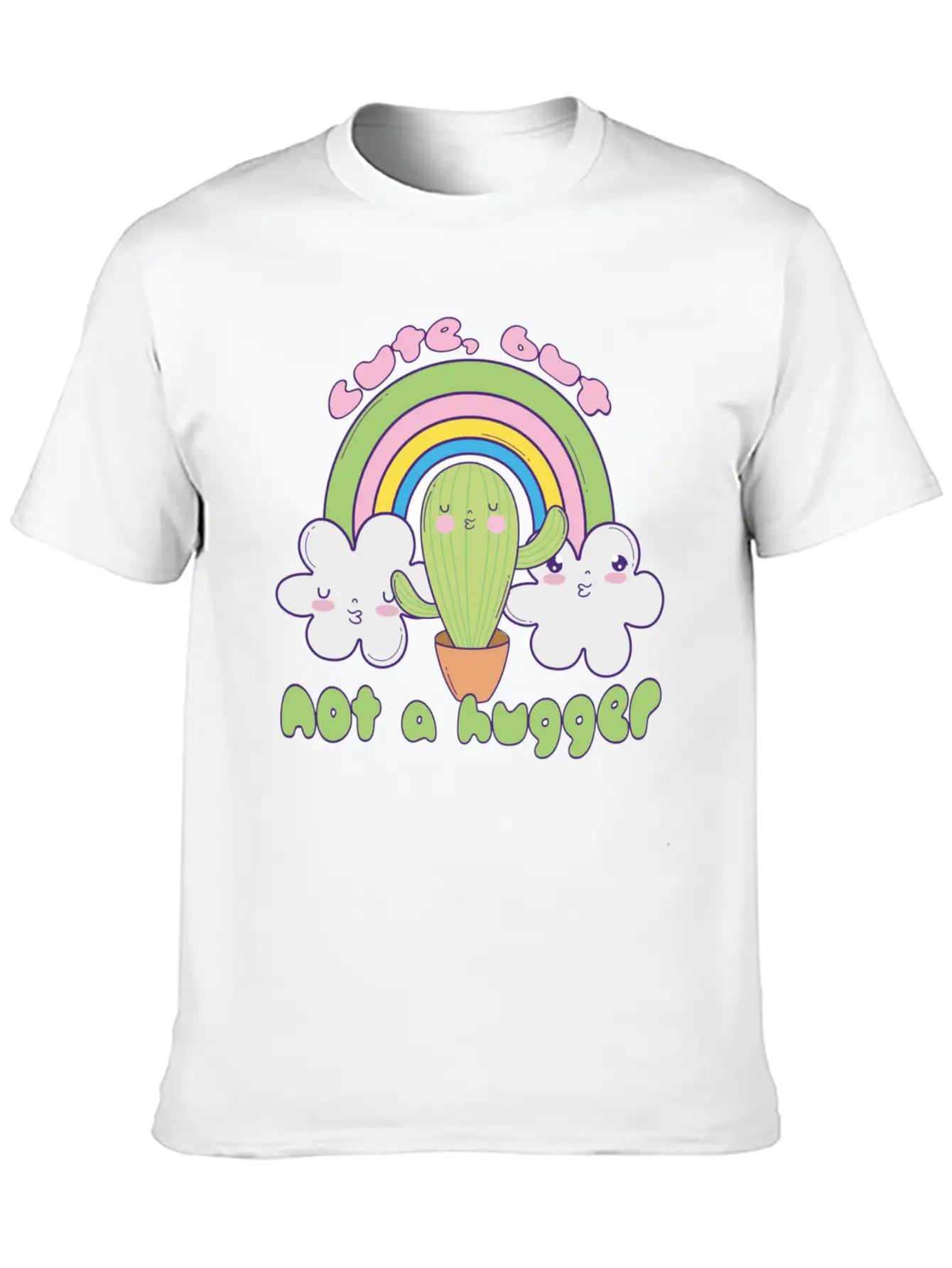 Cute Cactus Doodle Not A Hugger Unisex Casual T-Shirt – Clean Design For Daily Comfort
