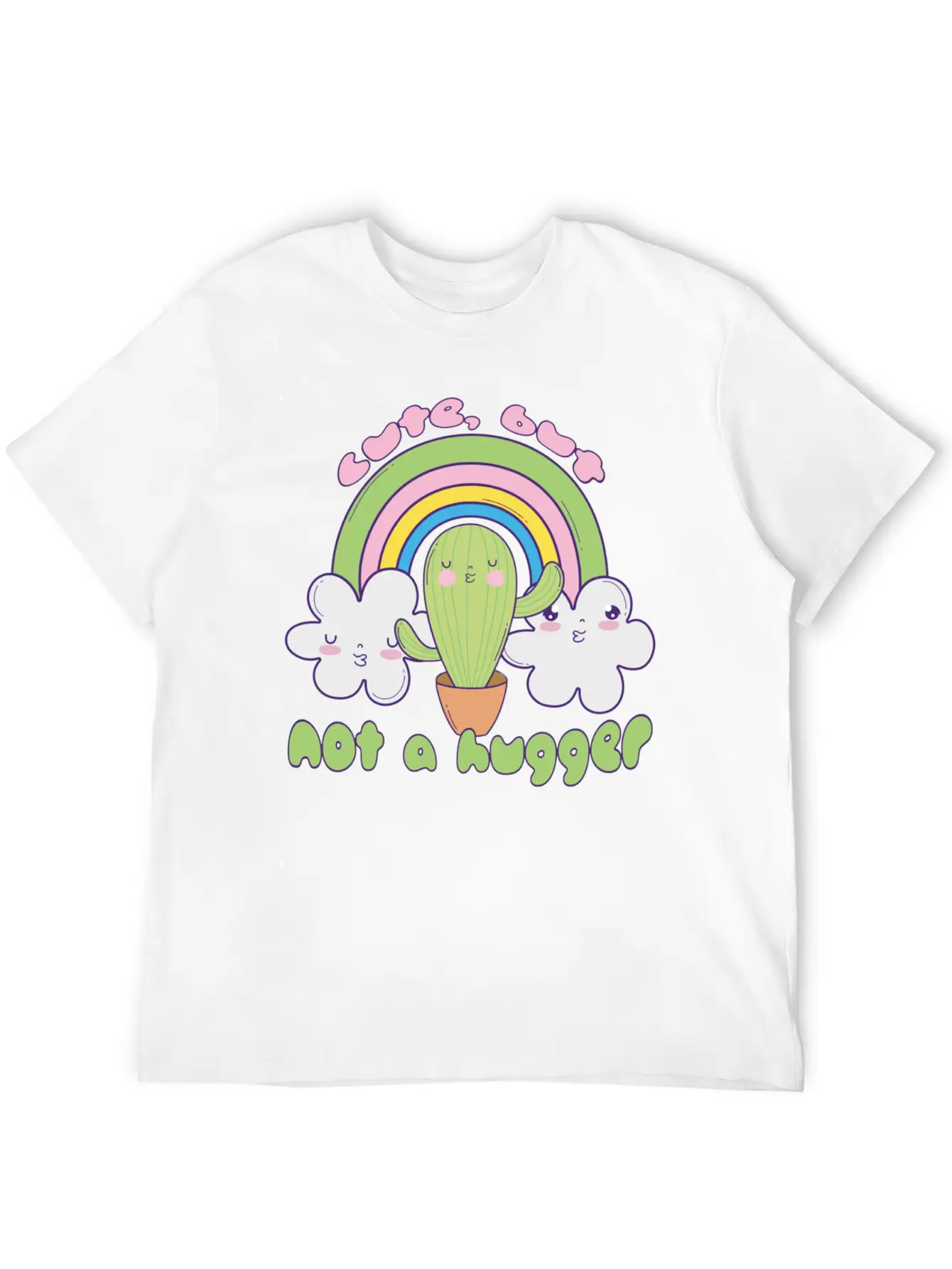 Cute Cactus Doodle Not A Hugger Unisex Casual T-Shirt – Clean Design For Daily Comfort