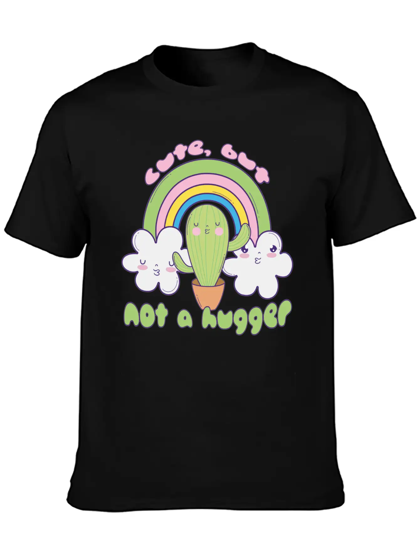 Cute Cactus Doodle Not A Hugger Unisex Casual T-Shirt – Clean Design For Daily Comfort