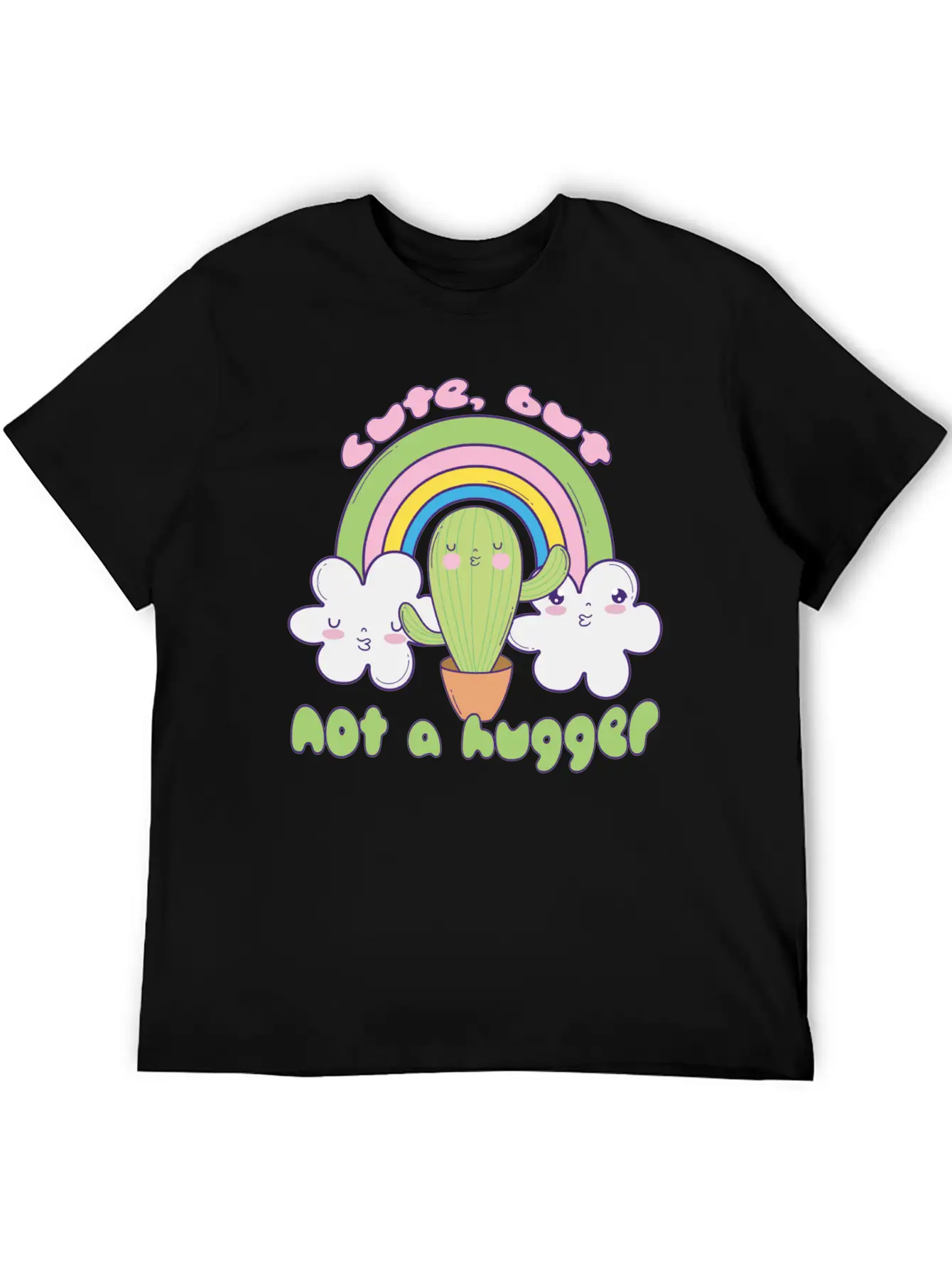 Cute Cactus Doodle Not A Hugger Unisex Casual T-Shirt – Clean Design For Daily Comfort