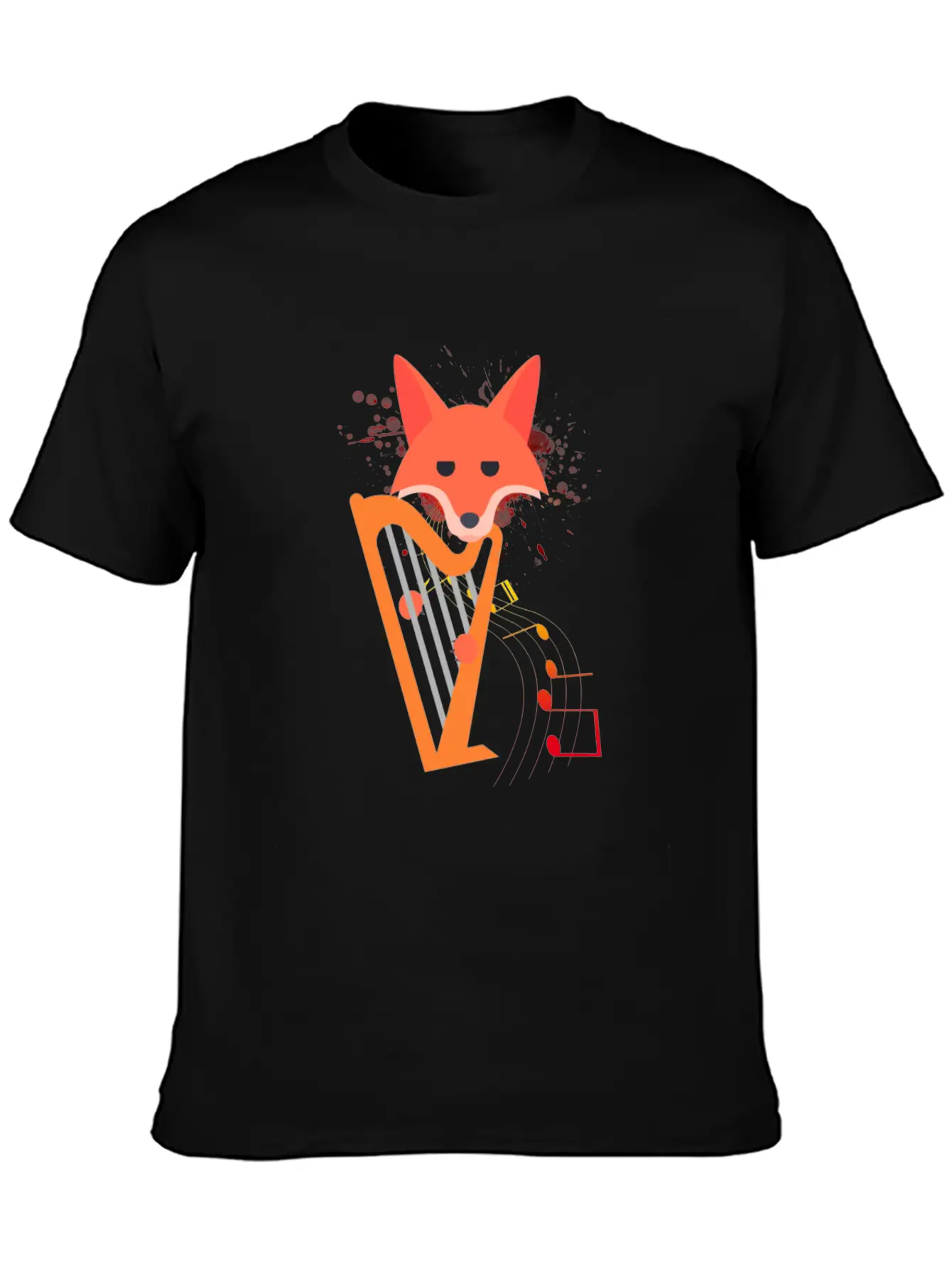 Cute Funny Fox Playing Harp Animal Musician Gift Unisex Casual T-Shirt – Clean Design For Daily Comfort