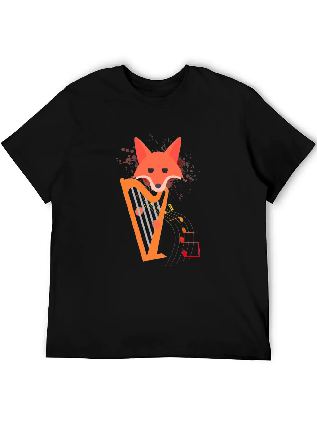 Cute Funny Fox Playing Harp Animal Musician Gift Unisex Casual T-Shirt – Clean Design For Daily Comfort