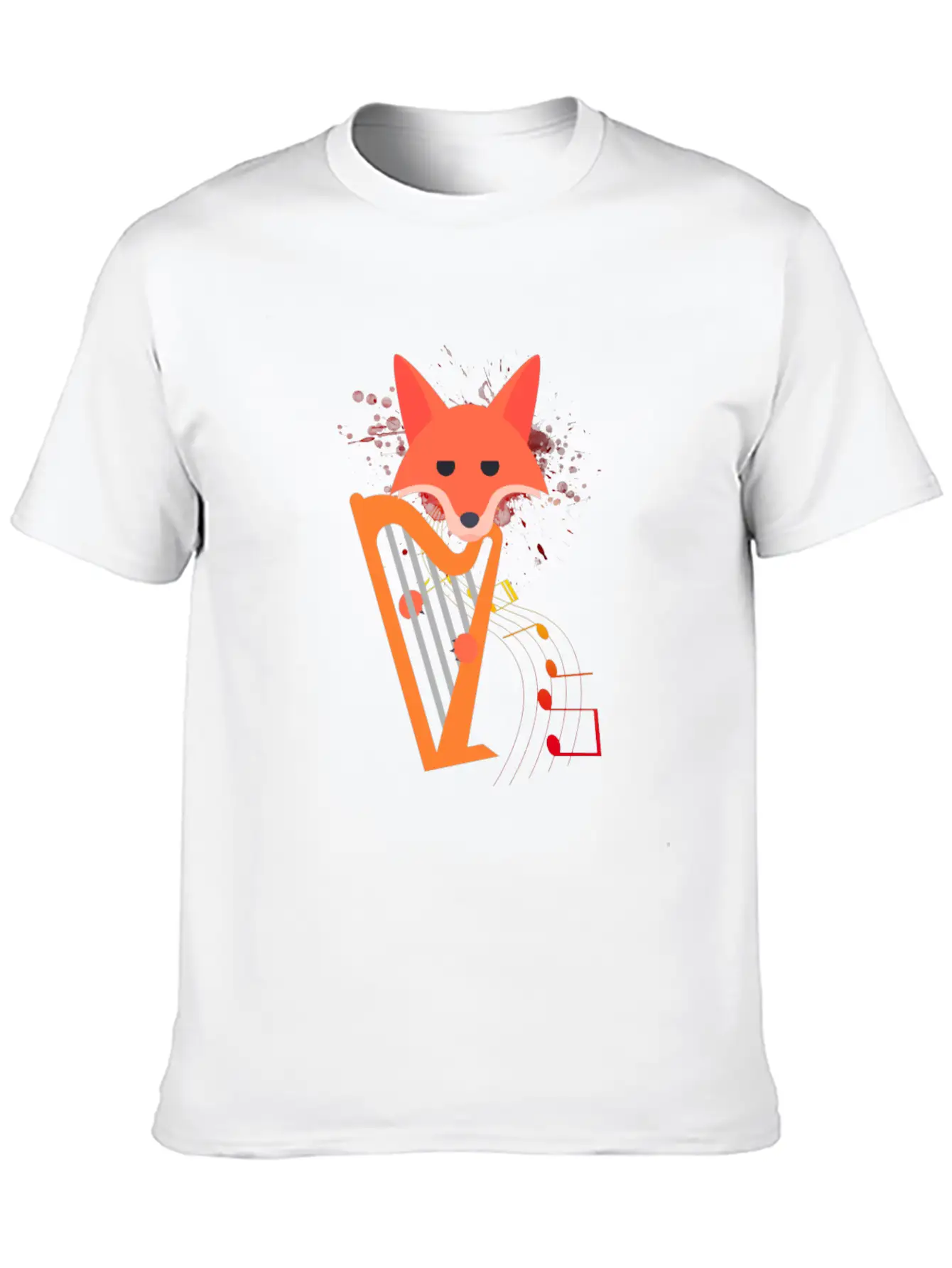 Cute Funny Fox Playing Harp Animal Musician Gift Unisex Casual T-Shirt – Clean Design For Daily Comfort