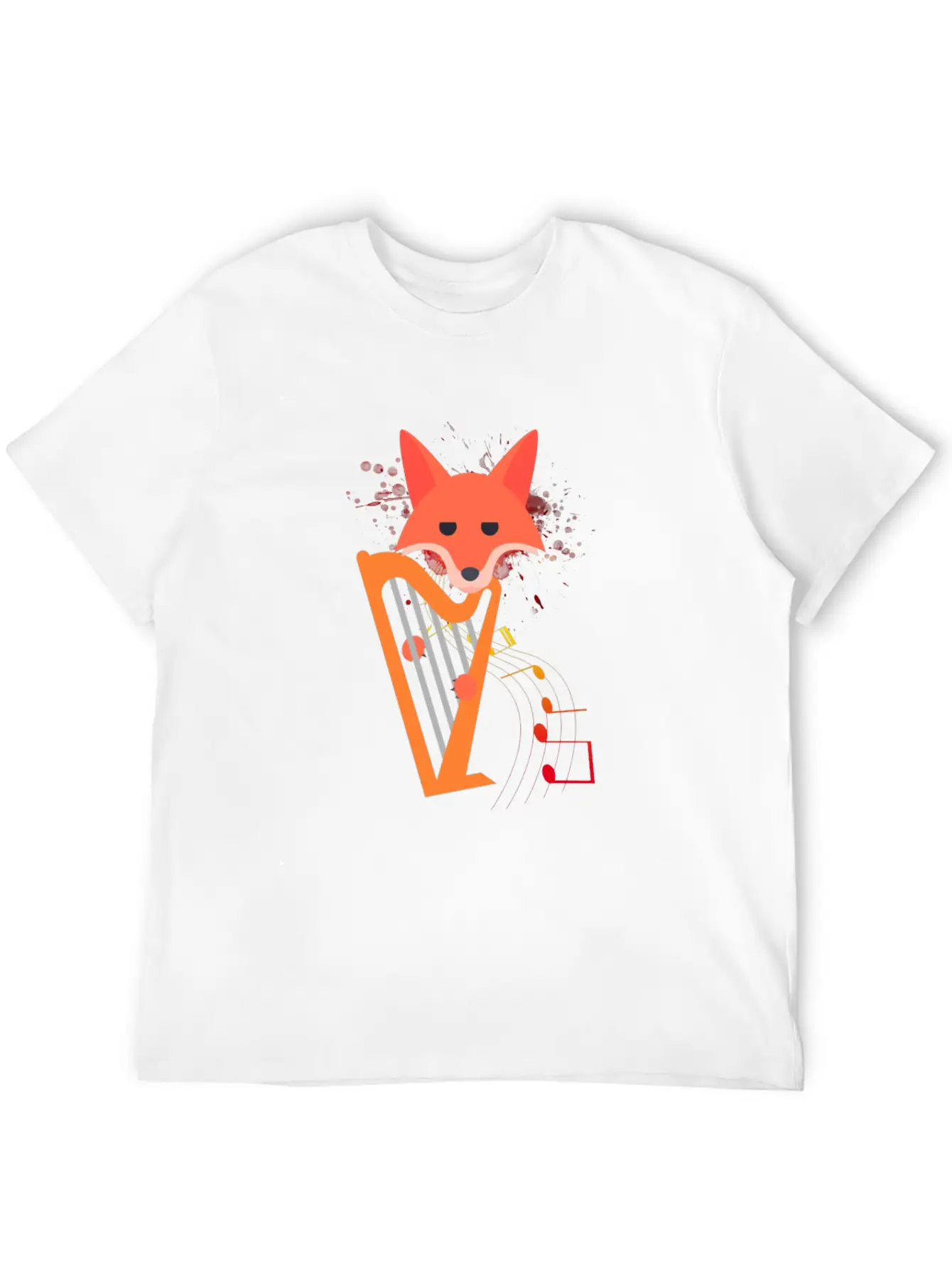 Cute Funny Fox Playing Harp Animal Musician Gift Unisex Casual T-Shirt – Clean Design For Daily Comfort