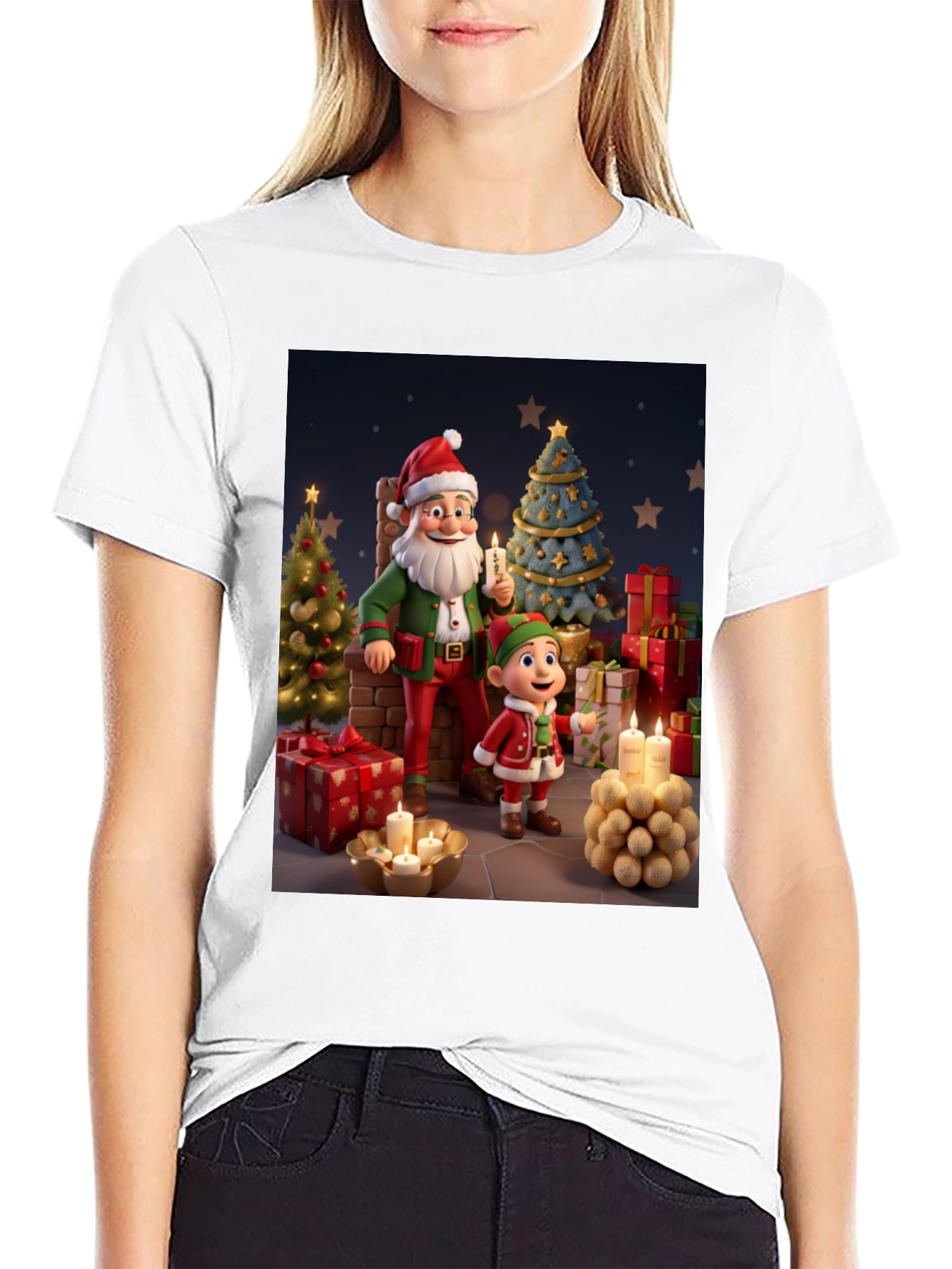 Festive Santa & Elf Christmas T-Shirt