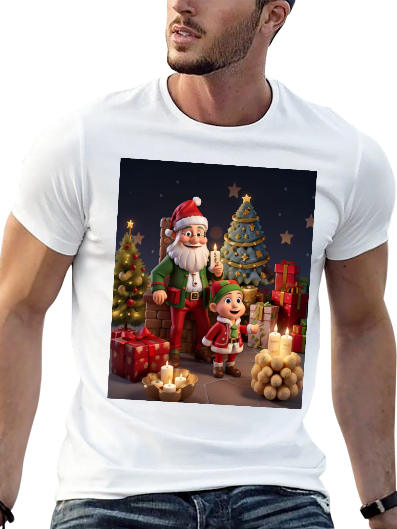 Festive Santa & Elf Christmas T-Shirt