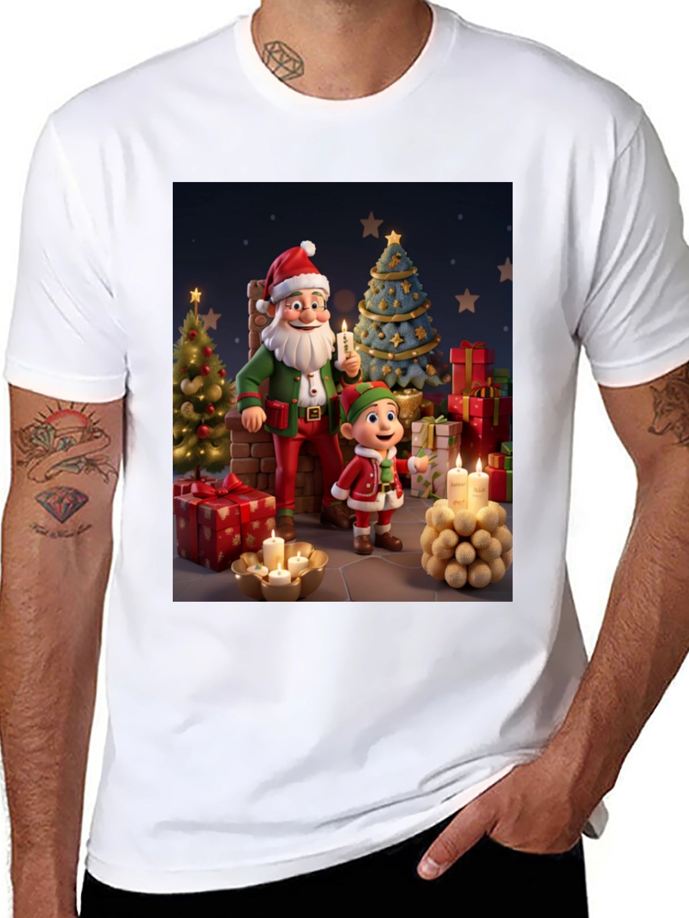 Festive Santa & Elf Christmas T-Shirt