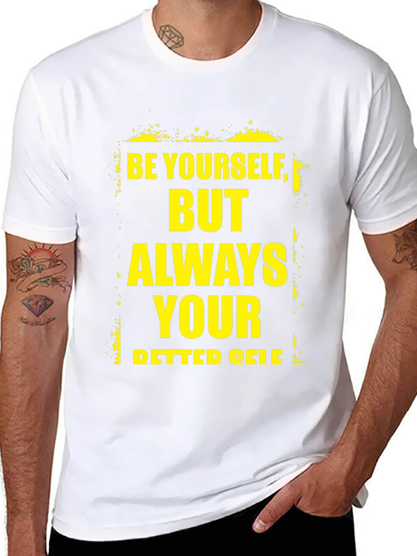 Inspirational Be Yourself Graphic Print Black T-Shirt