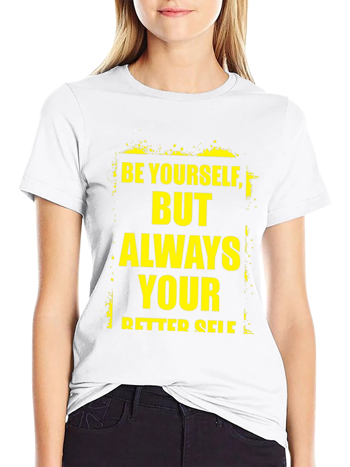 Inspirational Be Yourself Graphic Print Black T-Shirt